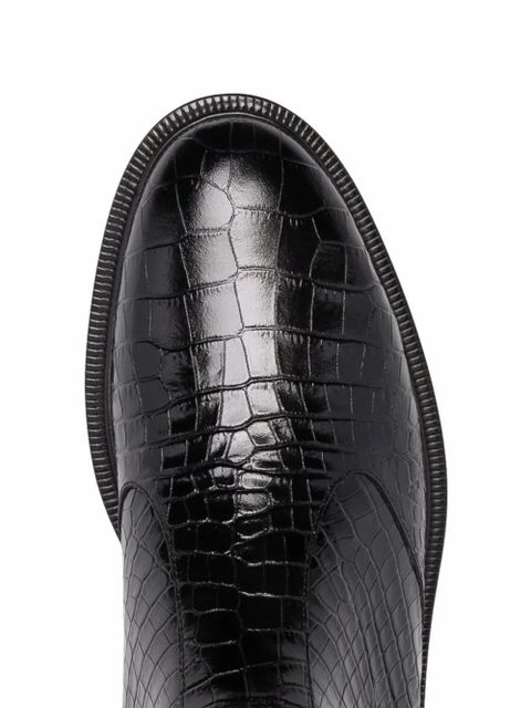 FENDI Karligraphy croc-effect knee-high boots - Black - zdjęcie produktu nr 2