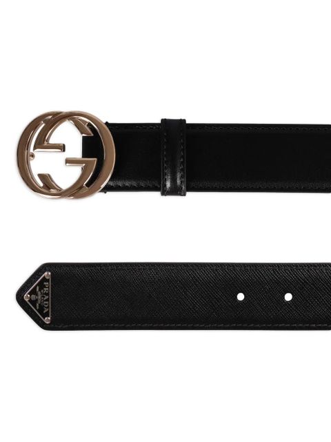 Gucci logo buckle leather belt - Black
