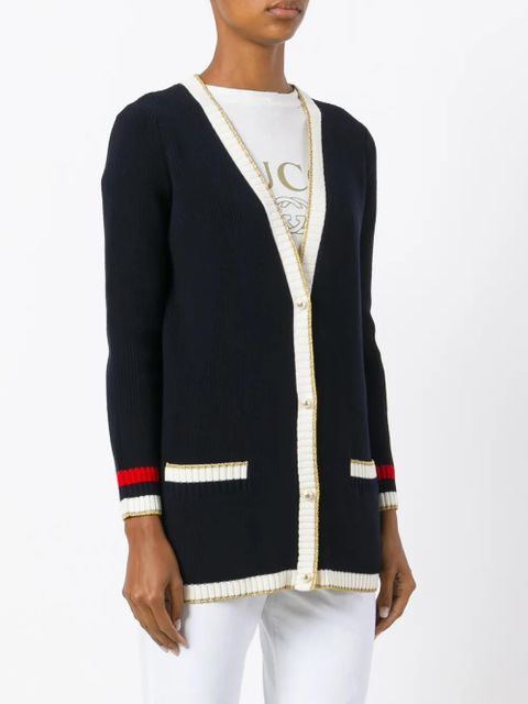 Gucci Embroidered oversize knit cardigan - Blue