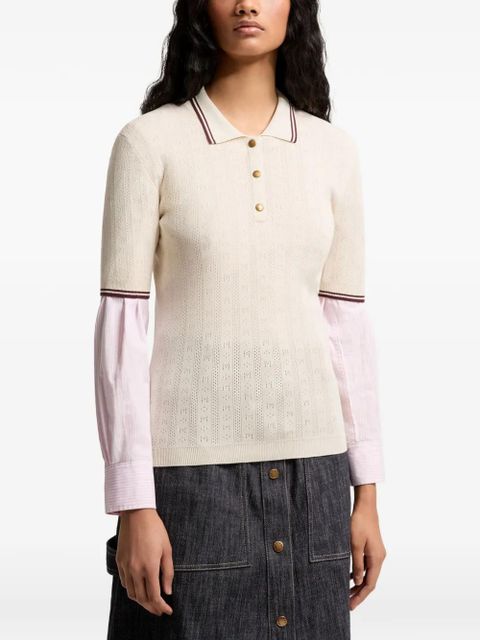 Moncler striped polo shirt - Neutrals