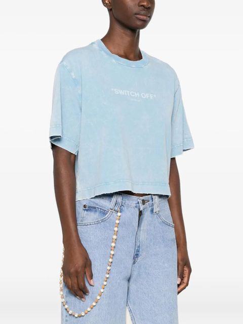 Off-White logo-print cropped T-shirt - Blue - zdjęcie produktu nr 2