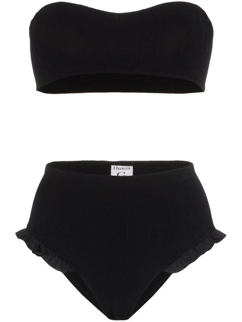 Hunza G Osiris bandeau high waisted frill bikini - Black