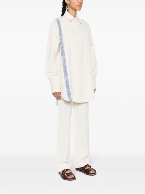 JW Anderson logo-stripe cotton blend shirt - Neutrals