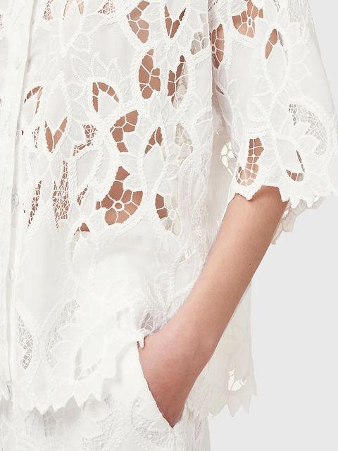 AllSaints koszula CHARLI damska kolor biały relaxed z kołnierzykiem klasycznym W098PC