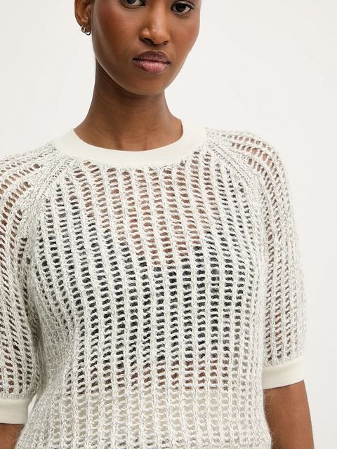 BOSS sweter z domieszką wełny damskie kolor beżowy 50546451