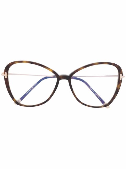 TOM FORD Eyewear polished-effect oversize-frame glasses - Brown - zdjęcie produktu nr 1