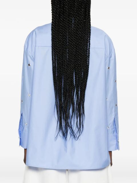 TWINSET crystal-embellished eyelet shirt - Blue