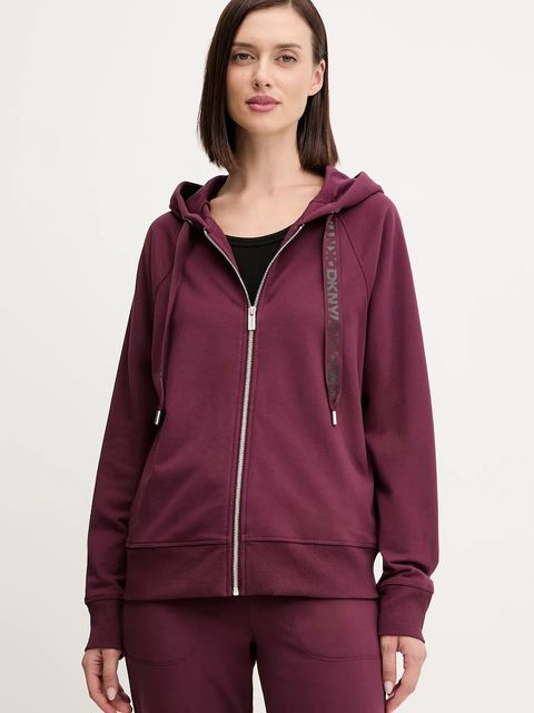 Dkny bluza damska kolor bordowy z kapturem gładka DP5J9510 - zdjęcie produktu nr 1