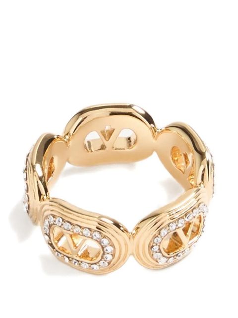 Valentino Garavani Ovalette metal and Swarovski® crystal ring - Gold