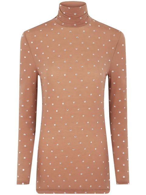 Rabanne crystal-embellished high-neck top - Neutrals - zdjęcie produktu nr 1