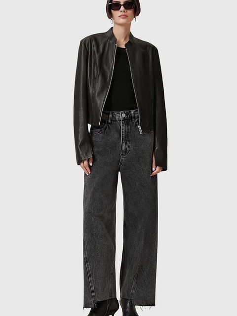 AllSaints kurtka skórzana SADLER kolor czarny przejściowa W139LB