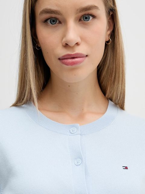 Tommy Hilfiger kardigan damski kolor niebieski lekki WW0WW42370