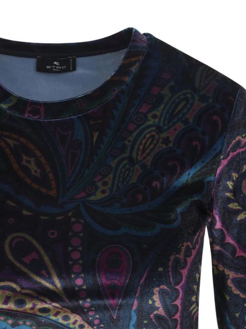 ETRO paisley-print velvet T-shirt - Black