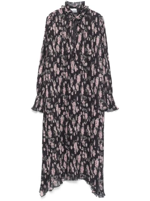 GANNI flora-printed georgette dress - Black - zdjęcie produktu nr 1