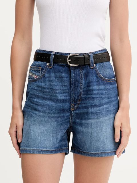 Diesel szorty jeansowe DE-JIRO SHORTS damskie kolor niebieski gładkie high waist A19060.0DBEL - zdjęcie produktu nr 1