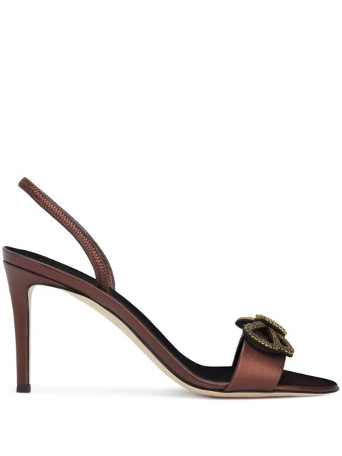 Giuseppe Zanotti Zari bow-embellishment slingback sandals - Brown - zdjęcie produktu nr 1