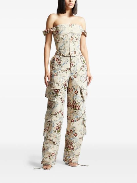 Manière De Voir Bonnie floral-jacquard corset top - Neutrals - zdjęcie produktu nr 1