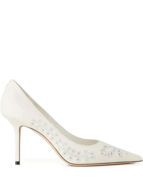 Jimmy Choo 85mm Love embroidery heeled pumps - White - zdjęcie produktu nr 1