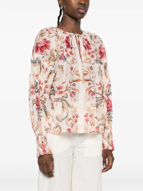 FARM Rio floral-print V-neck blouse - Neutrals