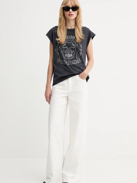 ZADIG&VOLTAIRE t-shirt bawełniany damski kolor szary JWTT01275