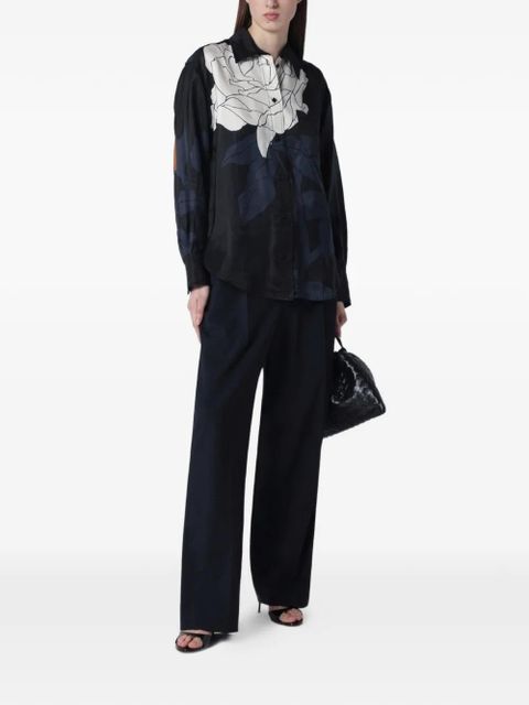 Victoria Beckham floral-print pyjama shirt - Black - zdjęcie produktu nr 2