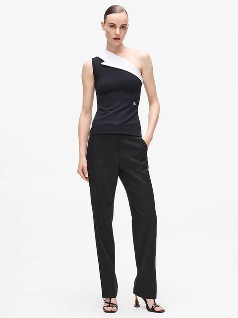 Karl Lagerfeld top kolor czarny cold shoulder A4W17040