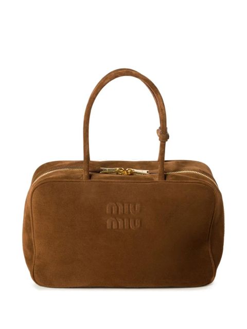 Miu Miu Beau logo-debossed suede bag - Brown - zdjęcie produktu nr 1