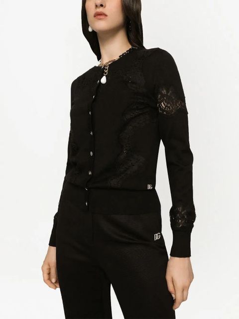 Dolce & Gabbana lace-panel cashmere-silk cardigan - Black - zdjęcie produktu nr 2