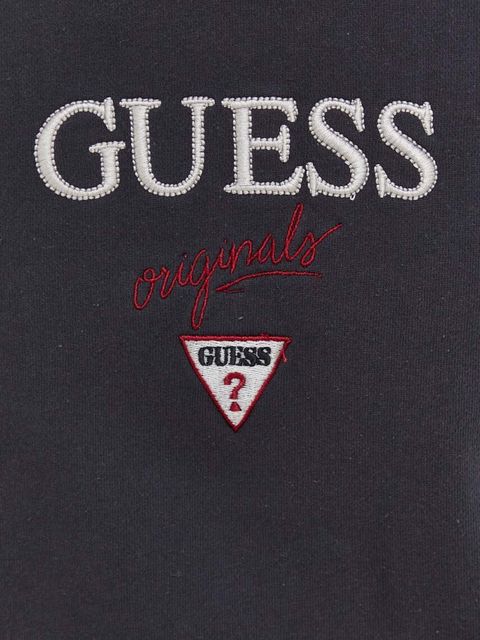 Guess Originals bluza kolor szary z kapturem z aplikacją