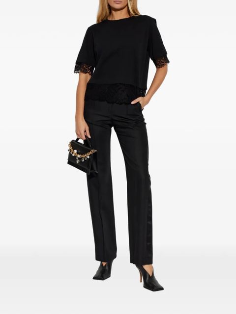 Alexander McQueen lace-trim short-sleeved T-shirt - Black - zdjęcie produktu nr 2