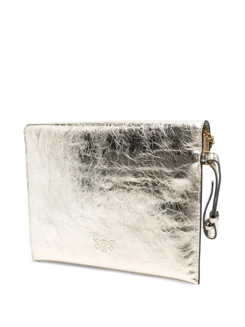 PINKO small metallic-leather flap clutch - Gold