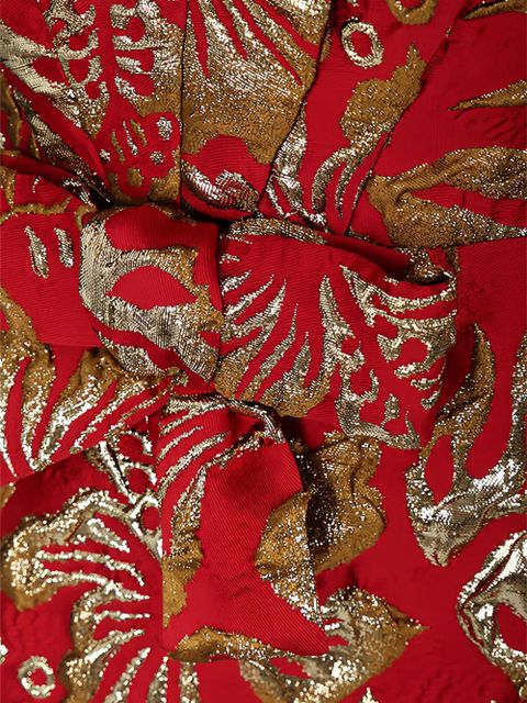 Prada hibiscus-motif jacquard midi dress - Red