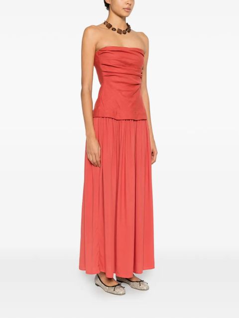 Faithfull the Brand Hedy Maxi ruched bandeau dress - Red