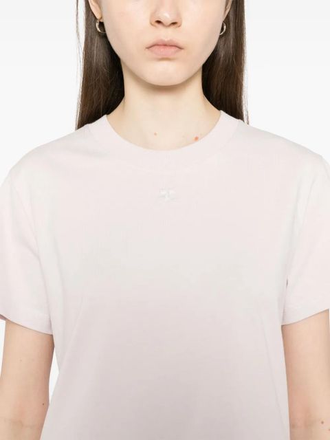 Courrèges logo-embroidered T-shirt - Pink