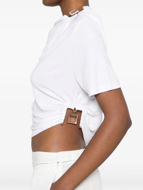 Christopher Esber quartz-embellishment crop top - White