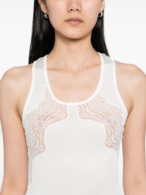 Christopher Esber encased lace ribbed tank top - White