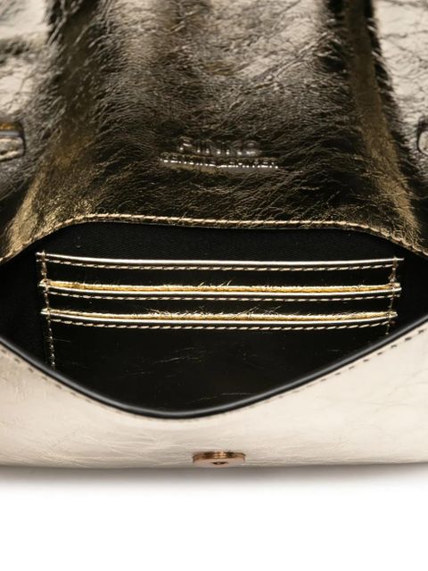 PINKO metallic-effect flap chain mini bag - Gold