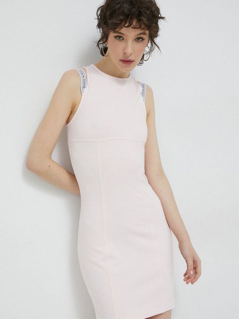 Tommy Jeans sukienka kolor różowy mini dopasowana