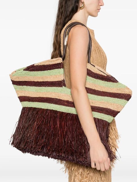 ZIMMERMANN large Goldentime striped fringed tote bag - Red - zdjęcie produktu nr 2