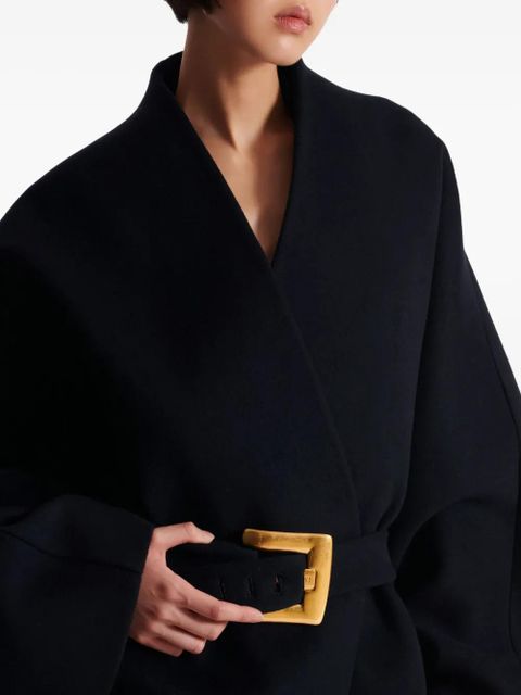 Balmain belted wrap coat - Black