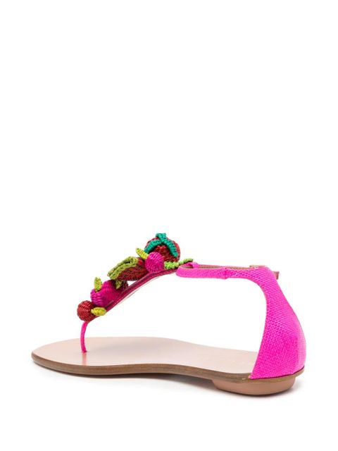 Aquazzura Strawberry Punch woven-embellished sandals - Pink