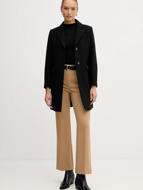 Sisley sweter z dodatkiem wełny damski kolor czarny z półgolfem 11BAM105P - zdjęcie produktu nr 2