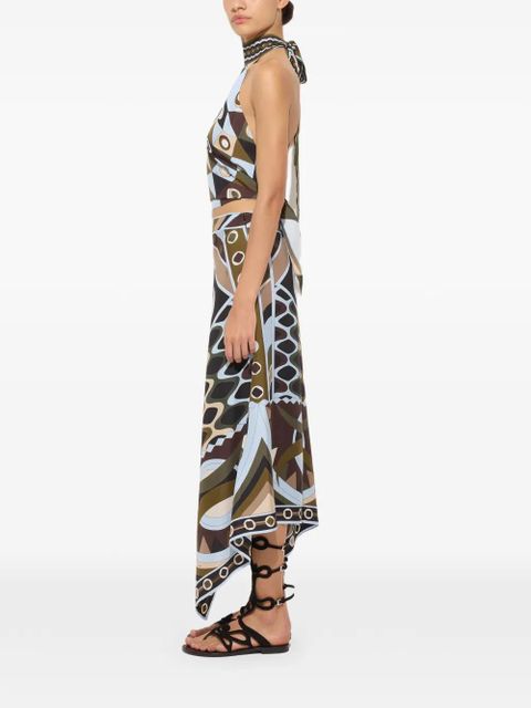 PUCCI Vivara-print silk scarf skirt - Brown