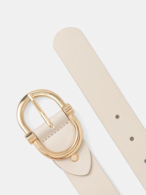 Answear.LAB pasek skórzany damski kolor beżowy