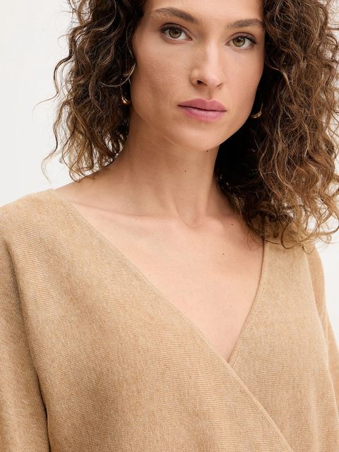 Fracomina sweter z wełną damski kolor beżowy lekki FR25WT7023K459Q7