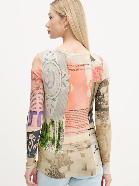 Desigual longsleeve LIMBANI damski kolor beżowy 25WWTK33