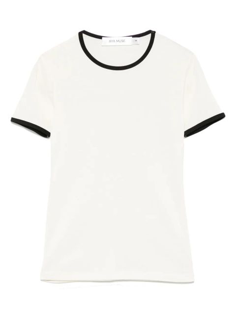 Aya Muse contrast-trim T-shirt - Neutrals - zdjęcie produktu nr 1