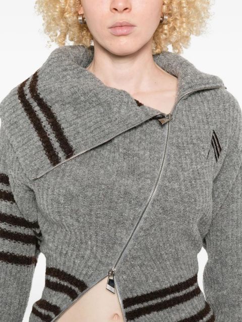 The Attico striped zip-front cardigan - Grey