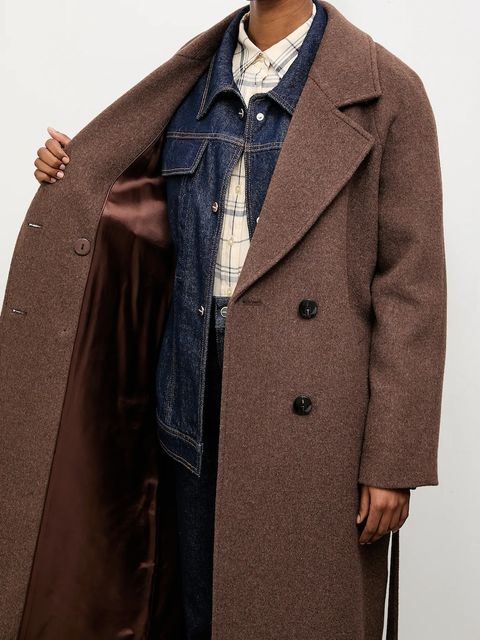 Answear.LAB płaszcz wełniany kolor brązowy przejściowy dwurzędowy