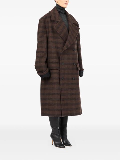 MM6 Maison Margiela checked double-breasted coat - Brown